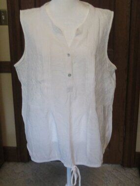 Notations Woman White Sleeveless Elastic Hem Pullover Blouse - Size 2X